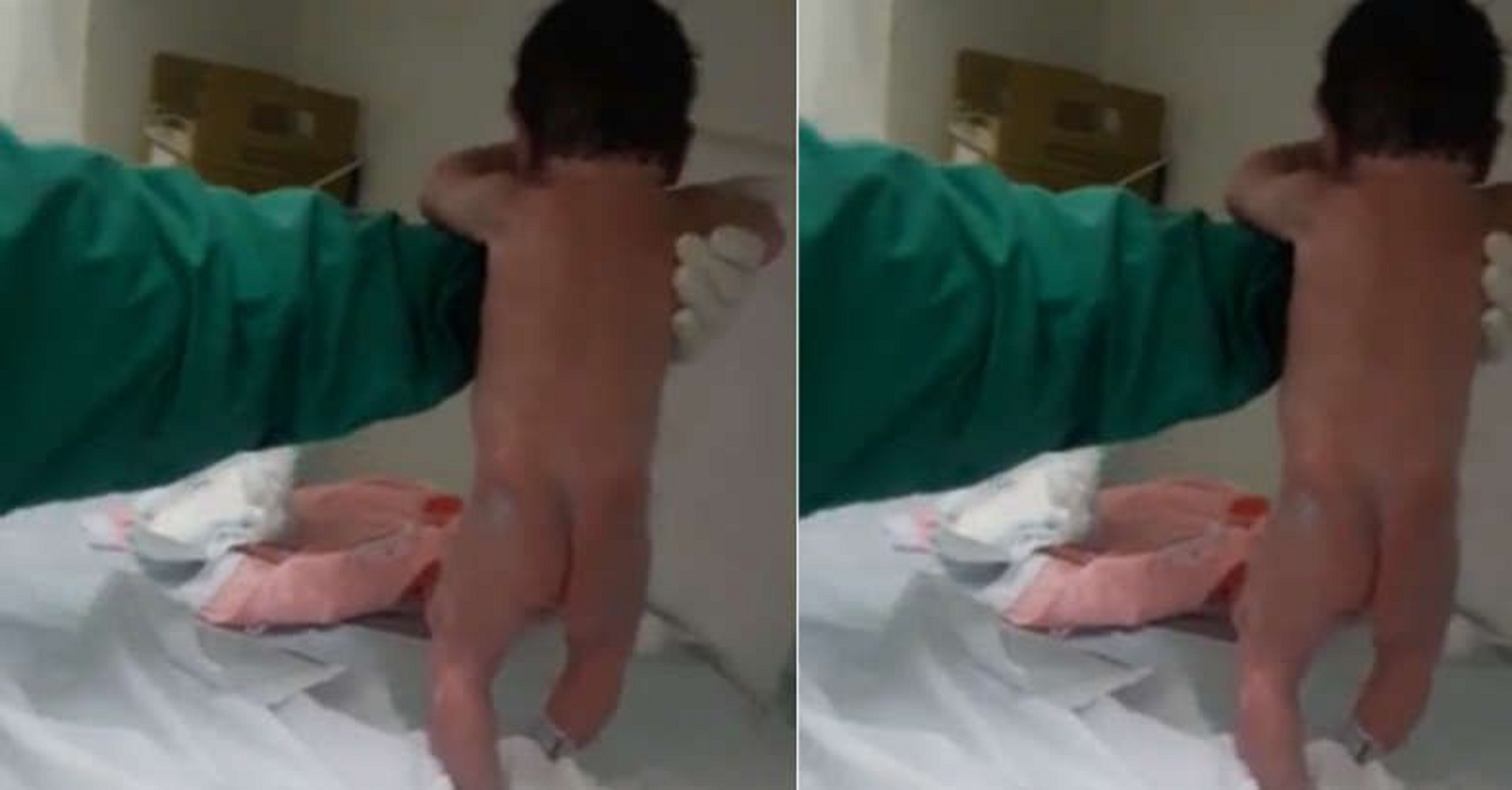 Watch: Baby starts walking immediately after being born
