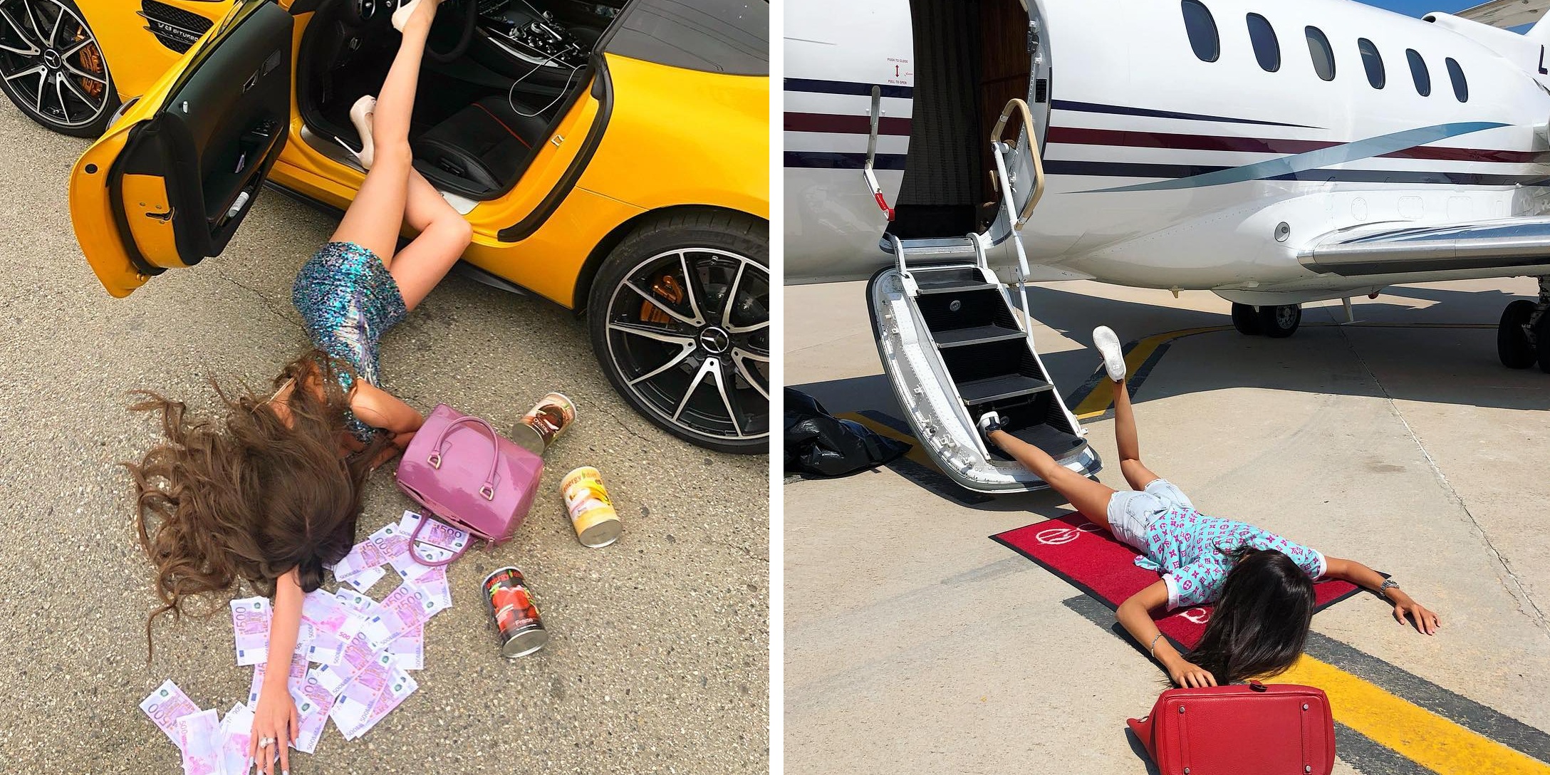 In New Viral “Challenge” People Fall Over Cash and Luxury Items To Flaunt Their Wealth!