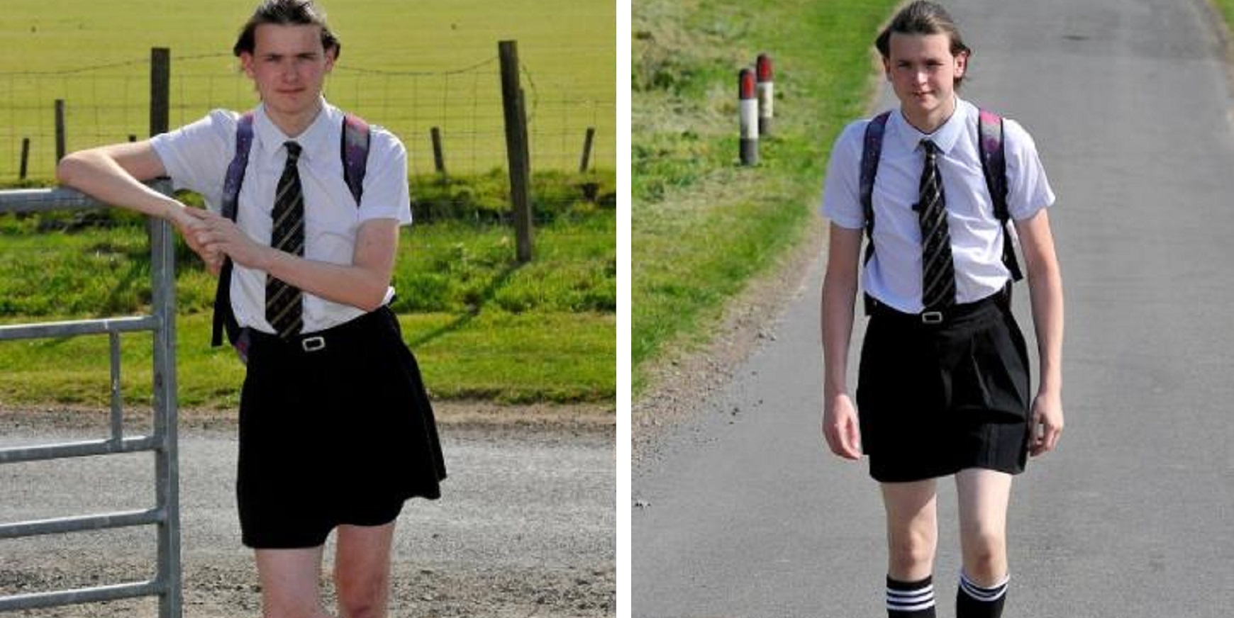 Sent Home For Wearing Shorts On a Hot Day, Schoolboy Returns Wearing a Skirt To School