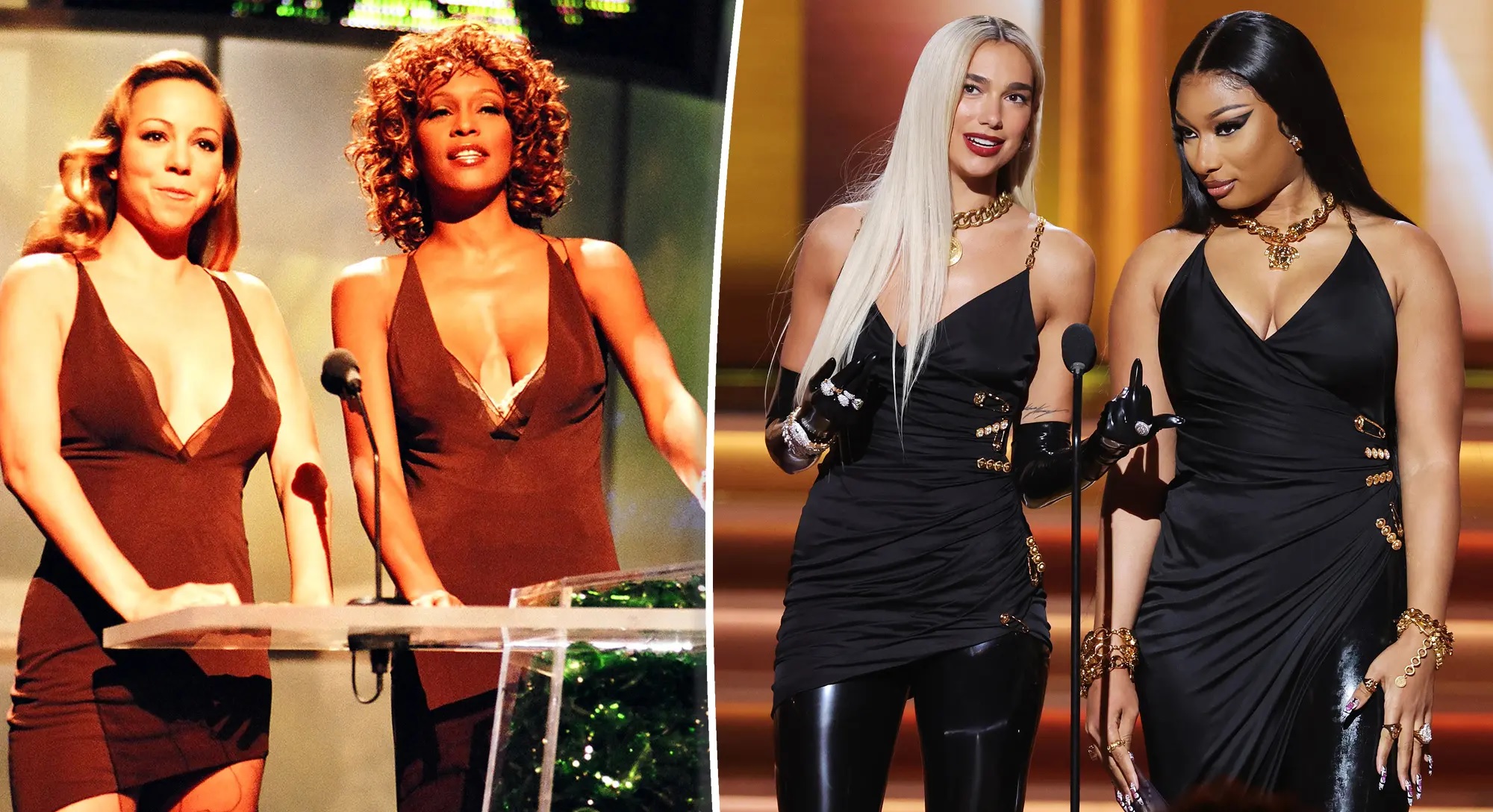 Dua Lipa And Megan Thee Stallion Recreate Whitney Houston And Mariah Carey’s ICONIC VMA Moment At 2022 Grammy Awards